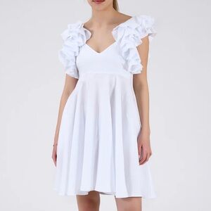 Fanm Mon Sarey White Ruffle Mini Dress